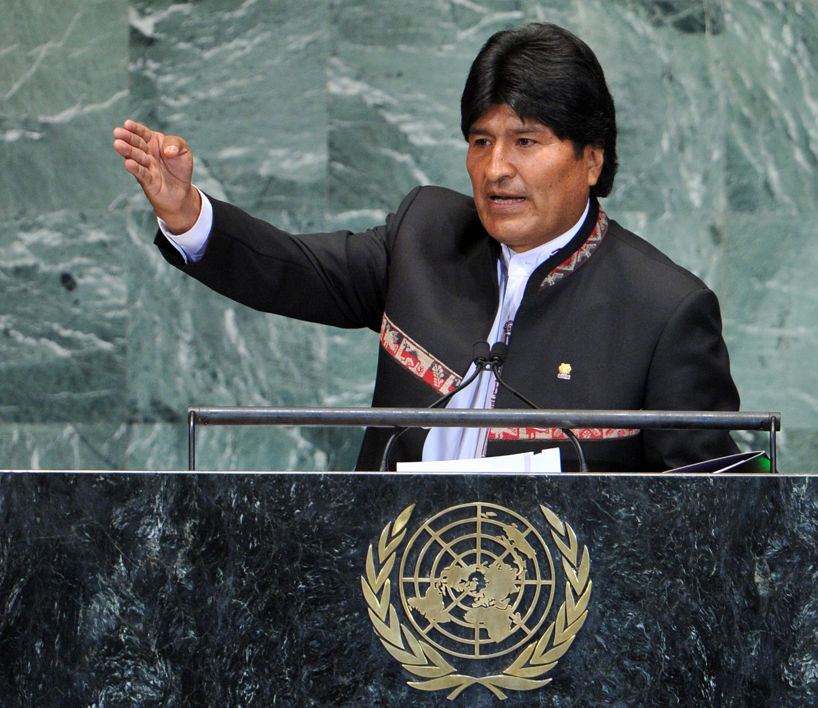 bolivian president evo morales at the UN