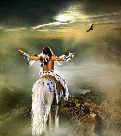 native american man on horse